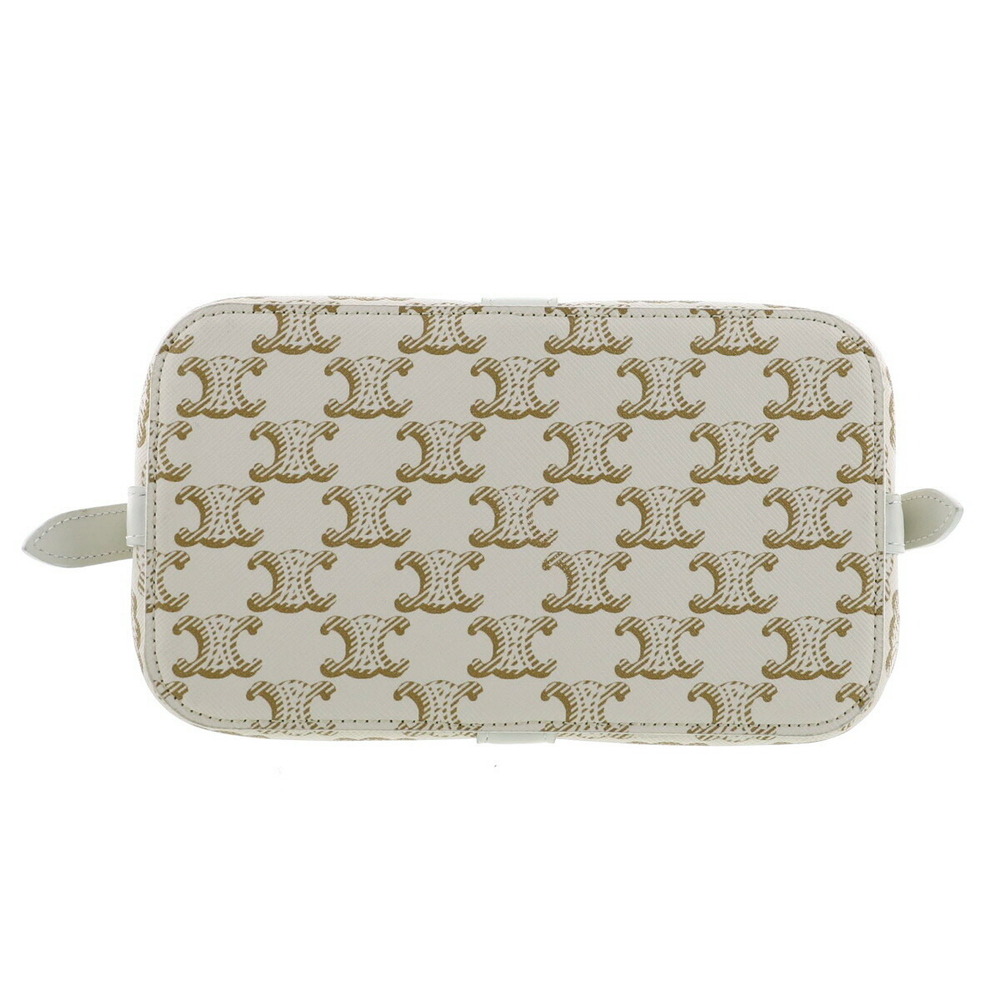 CELINE Teen Cabas de Shoulder Messenger Bag Triomphe White - Picture 4 of 6